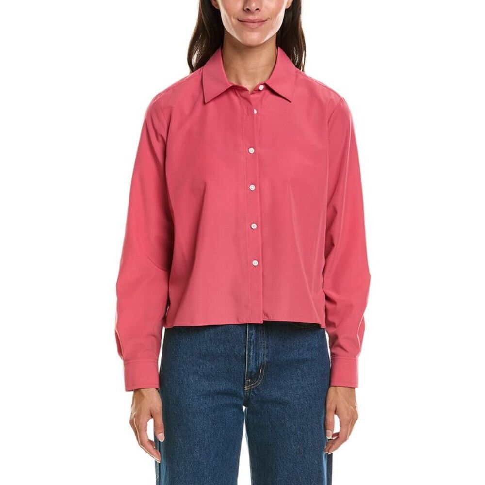 Brooks Brothers Womens Cropped Back Pleat Top, Red